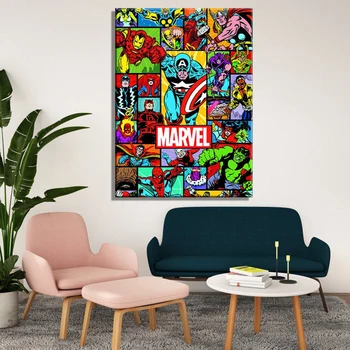 Kanvas Glezna Brīnums Avengers Supervaronis Marvel Komiksu, Kolāžu Sienas, Mākslas Plakātu, Attēli Bērniem, Guļamistaba, Dzīvojamā Istaba Dekori