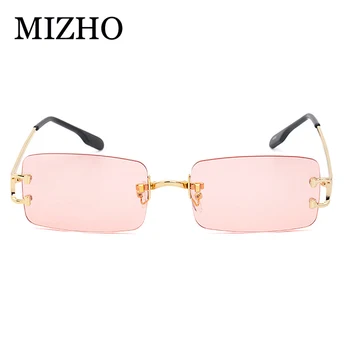 Maricr Modes Sarkana Taisnstūra formas Saulesbrilles bez apmales Mens Luksusa Zīmolu Dizainera Žalūzijas Lieliem Bāra Metāla UV400 Zilās Brilles Sieviešu