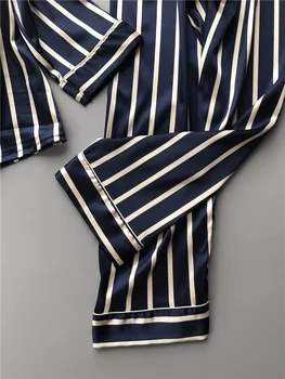 Pavasara Vasaras Modes Sieviešu Vertikālā Homewear Svītru Viskozes Pidžamas Komplekts Ilgtermiņa piedurknēm, Garās kas zaudē Atpūtas V-veida kakla Sleepwear