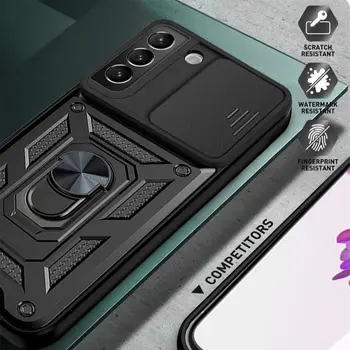 Samsung Galaxy S22 Ultra Gadījumā Push Kamera Aizsardzības Bruņas Segtu Sumsung S22Ultra S Plus 22 5G Auto Magnētisko Gredzenu Stāvēt Būtiska
