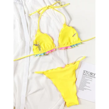 Sexy Raibs Bikini Ir 2021. Peldkostīmi Sieviešu Peldkostīms Bikini, Sandales Set 2 Gabals Brazīlijas Sievieti, peldkostīms Vasaras Pludmali, Valkāt