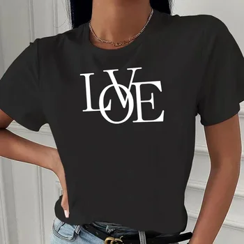 Sieviešu Vasaras T-krekls Modes Melns Teksts Drukāšanas O-veida kakla Īsām Piedurknēm Harajuku Drēbes Sieviešu Top Tee Slim Mīksto Hip Hop Streetwear