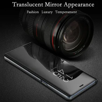 Smart Mirror Flip Case For Samsung Galaxy S8 S9 Plus S10 S10e S7 Malas S6 Piezīme 9 8 J5 J7 2016 A6 A8 J4 J8 J6 2018 A5 Līdz 2017. Vāciņu