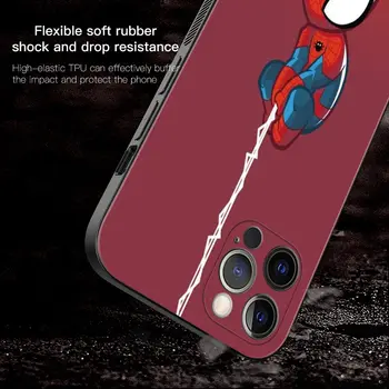 Tālrunis Lietā Par iPhone 13 12 11 Pro Max Mini XS Max XR X 7 8 Plus 6S 2020. gadam Melno Vāciņu, Silikona Apvalks Fundas Brīnums Spiderman Komiksu