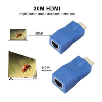 WVVMVV 4K HDMI-saderīgam Extender Pagarinājums līdz 30m Virs CAT5e / 6 UTP LAN Ethernet Kabelis RJ45 Porti, LAN Tīkla