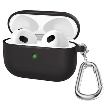 Šķidro Silikonu Gadījumos Apple Jaunās AirPods 3 lietā Bezvadu Bluetooth austiņas Gadījumā Ar Āķi Gaisa Pākstis 3 segumu Piederumi